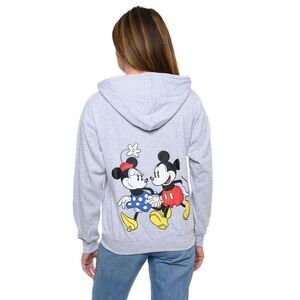 New Women's and Women's Plus Mickey & Minnie Mouse Zip Hoodie Sweatshirt Disney